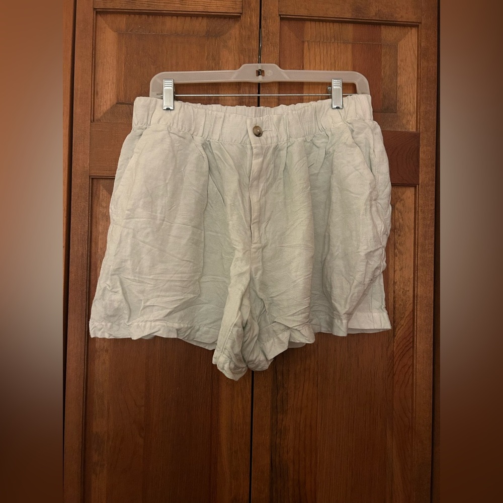 Madewell Women’s M Summery Beachy Retro Mod Inspired Turquoise Linen Blend Short